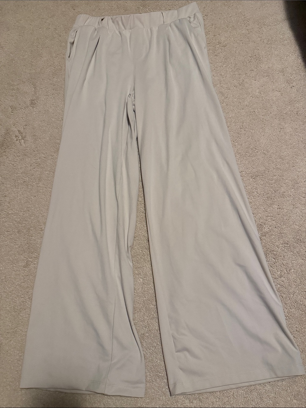 Wide Leg Yogalicious Pants in Light Beige - Comfortable Everyday Bottoms